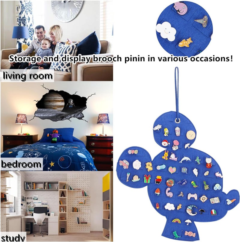 JOYMOMO Hanging Brooch Pin Organizer Enamel Pin Display Cute Cartoon Shape Brooch Pin Display Storage Holder for Brooch Pin(Without Accessories ) (black+blue) - Image 3